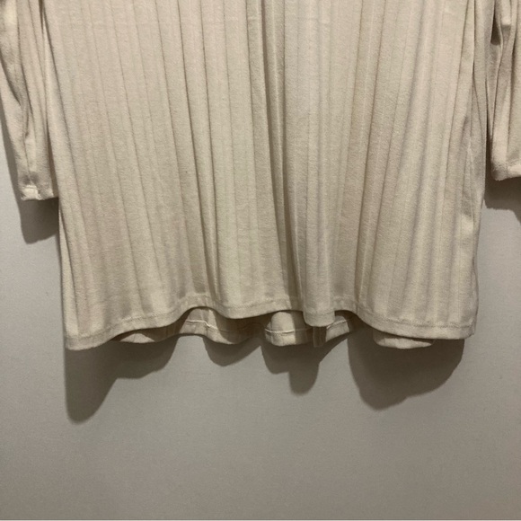 Mango Ribbed Knit Longsleeve Tunic Size XL Cream Front Slit Minimalist - Picture 7 of 12